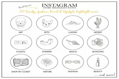 Instagram Story Highlights Icons Set of 62 Hand Drawn Product Image 1