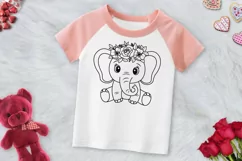 Baby Elephant with Flower Svg Flowers Animal Svg Product Image 2