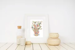 Watercolor cactus png clipart. Nursery hedgehogs love story Product Image 6