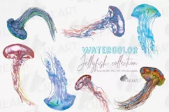 Jellyfish watercolor design, colorful sea jelly wall decor. Product Image 1