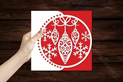Papercut Christmas Hanging Baubles Card Cover with Snowflake Product Image 3