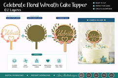 Celebrate Floral Wreath Cake Topper SVG Product Image 1