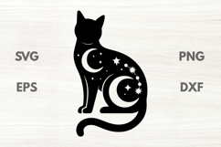 Cute moon Black Cat SVG Product Image 1