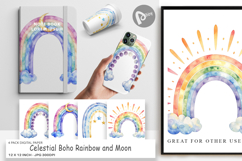 Celestial Rainbow Moon Digital Paper Product Image 1