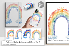 Celestial Rainbow Moon Digital Paper Product Image 1