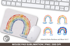 Celestial Rainbow Moon Mouse Pad Product Image 1