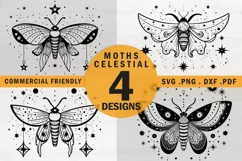 Celestial moth svg,tribal butterfly tattoo svg,boho moth svg Product Image 1