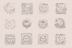 Celestial Boho Clipart - Moons - 12 designs - EPS, SVG, PNG Product Image 3