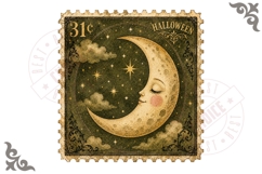 Celestial Crescent Moon Halloween Stamp Clipart Product Image 1