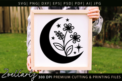 Mystical Moon SVG Floral Celestial Moon T-shirt Mug Pillows Product Image 1