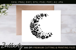 Celestial Moon SVG Cut File Floral Moon Mandala Silhouette Product Image 2