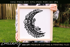 Celestial Floral Moon SVG Cut File Moon Mandala Silhouette Product Image 2