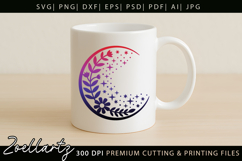 Celestial Moon SVG Cut File Floral Moon Mandala Silhouette Product Image 5