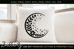 Celestial Moon SVG Cut File Floral Moon Mandala Silhouette Product Image 3