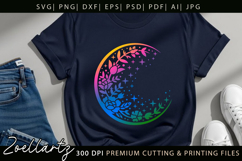 Celestial Moon SVG Cut File Floral Moon Mandala Silhouette Product Image 7