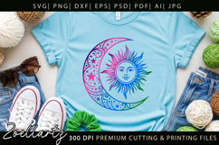 Celestial Moon Sun SVG Cut File Floral Moon Sun Silhouette Product Image 5