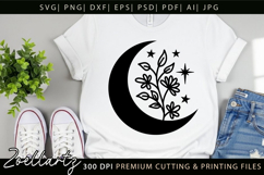 Mystical Moon SVG Floral Celestial Moon T-shirt Mug Pillows Product Image 2