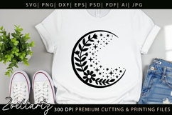 Celestial Moon SVG Cut File Floral Moon Mandala Silhouette Product Image 4