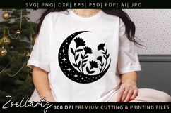 Floral Celestial Moon SVG Cut File Moon Mandala Silhouette Product Image 3