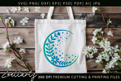 Celestial Moon SVG Cut File Floral Moon Mandala Silhouette Product Image 7