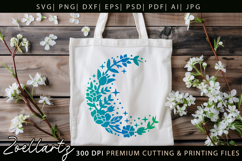 Celestial Moon SVG Cut File Floral Moon Mandala Silhouette Product Image 3