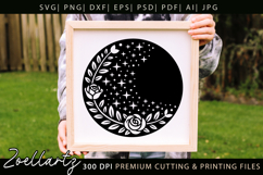 Celestial Flower SVG Silhouette Floral Farmhouse Round Sign Product Image 2