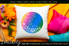 Celestial Flower SVG Silhouette Floral Farmhouse Round Sign Product Image 9