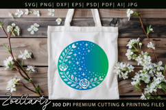 Celestial Flower SVG Silhouette Floral Farmhouse Round Sign Product Image 5