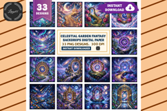 Celestial Garden Fantasy Backdrops Digital Paper Product Image 1