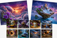 Celestial Gardens Fantasy Digital Papers Backgrounds Space Product Image 11