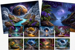 Celestial Gardens Fantasy Digital Papers Backgrounds Space Product Image 7