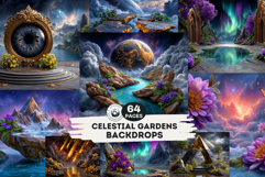Celestial Gardens Fantasy Digital Papers Backgrounds Space Product Image 1