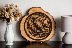 Celestial Grizzly Profile Moon SVG | Roaring Bear Stars PNG Product Image 2