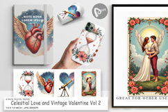 Celestial Vintage Valentine Digital Paper Product Image 1