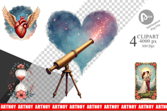 Celestial Vintage Valentine Clipart Product Image 1
