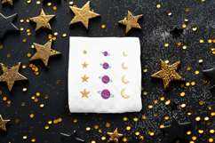 Celestial Moon and Stars Micro Embroidery Trio