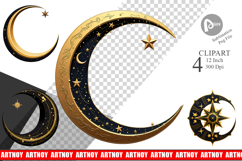 Celestial Moon Clipart Product Image 1