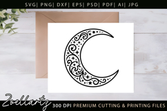 Celestial Moon SVG Cut File Floral Moon Mandala Silhouette Product Image 2