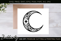 Celestial Moon SVG Cut File Floral Moon Mandala Silhouette Product Image 3