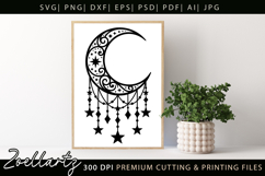 Celestial Moon SVG Cut File Floral Moon Mandala Silhouette Product Image 1