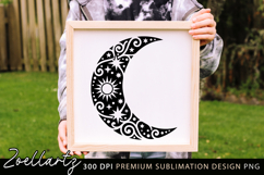 Celestial Moon SVG Cut File Floral Moon Mandala Silhouette Product Image 1
