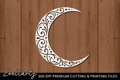 Celestial Moon SVG Cut File Floral Moon Mandala Silhouette Product Image 2