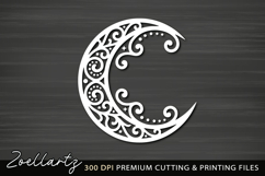 Celestial Moon SVG Cut File Floral Moon Mandala Silhouette Product Image 3