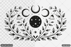 Celestial Moon Floral SVG PNG Product Image 1