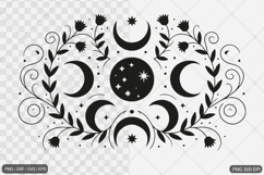 Celestial Moon Floral SVG PNG Product Image 1