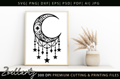 Celestial Moon SVG Cut File Floral Moon Mandala Silhouette Product Image 2