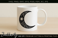 Celestial Moon SVG Cut File Floral Moon Mandala Silhouette Product Image 3