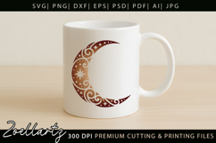 Celestial Moon SVG Cut File Floral Moon Mandala Silhouette Product Image 4
