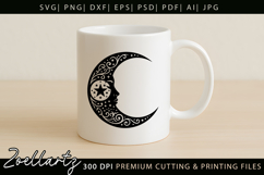 Celestial Moon SVG Cut File Floral Moon Mandala Silhouette Product Image 4