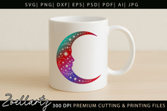 Celestial Moon SVG Cut File Floral Moon Mandala Silhouette Product Image 4